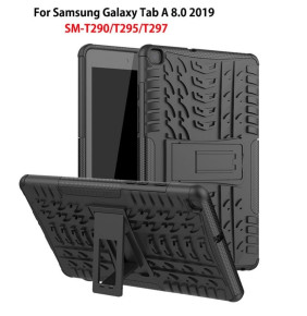 Силиконов гръб ТПУ Hybrid с твърда част и стойка за Samsung Galaxy TAB A 2019 8.0 T290 / T295 черен